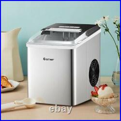 26Lbs/24H Portable Self-Clean Stainless Steel Ice Maker Machine Countertop Home