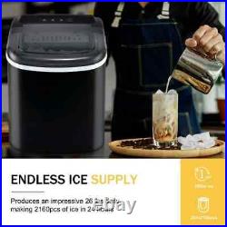 26 lbs/24H Countertop Ice Maker Machine Self Cleaning with Handle