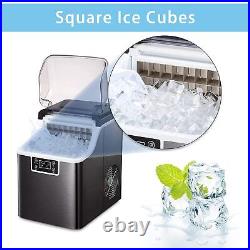 53Lbs/24H Portable LED Ice Maker Cubes Machine Countertop with Scoop Self-Cleaning