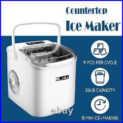 Countertop Ice Maker Machine, 6 Mins 9 Bullet Ice, 26.5lbs/24Hrs, Pink rv