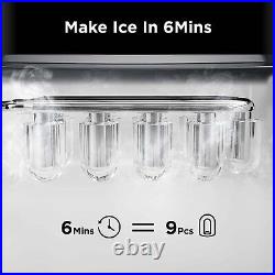 Ice Make 9 Cubes Ready in 6 Mins 26Lbs in 24Hrs, Self-Cleaning Machine Scoop