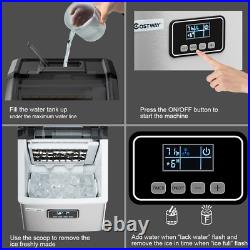Stainless Steel Ice Maker Machine Countertop 48Lbs/24H Self-Clean with LCD Display