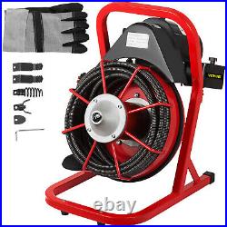 VEVOR 250W Drain Cleaner 50' x 3/8 Solid-Core Cleaning Machine 8pc Auger Bit
