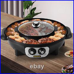 VEVOR 2 In 1 Electric Pan Hot Pot BBQ Frying Cook Grill Kitchen Barbecue Machine