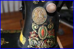 Vintage 1910 Singer Red Eye Electric Sewing Machine Works Very Clean